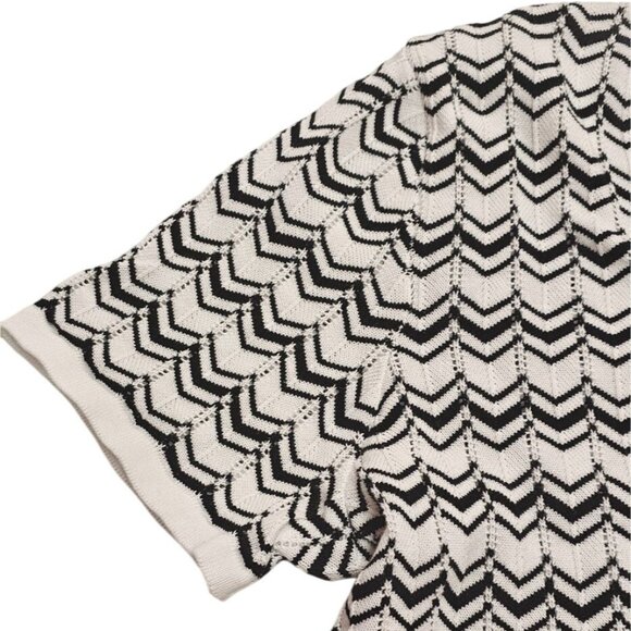Tradition Womens Black & White Chevron Pattern Top Sz L/G 16 (14-16) - Picture 3 of 10